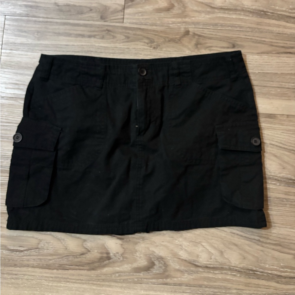 Black Cargo Mini Skirt